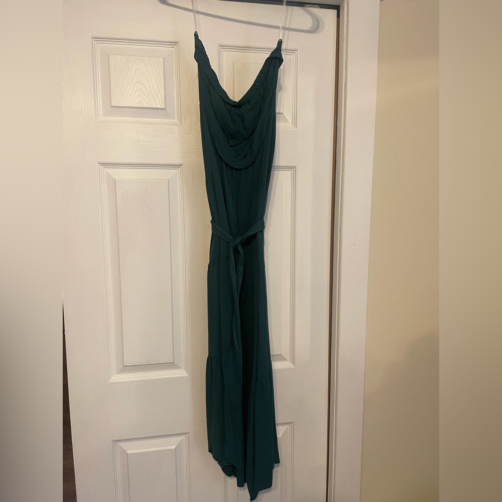 Green strapless maxi dress